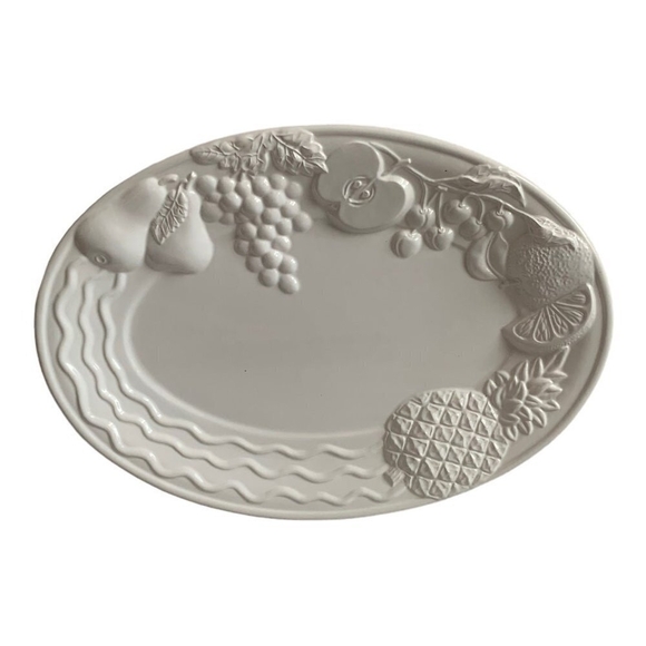 Large PLATTER White Ceramic A SANTOS Portugal Serving Platter Fruit Pattern TRAY - Picture 3 of 4